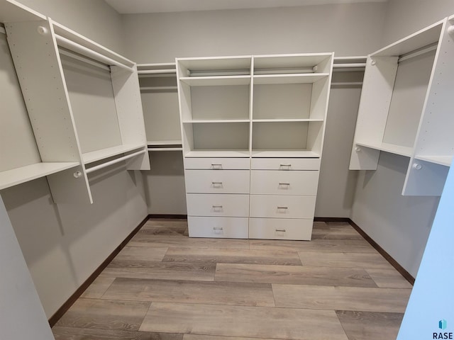 spacious closet with light wood finished floors