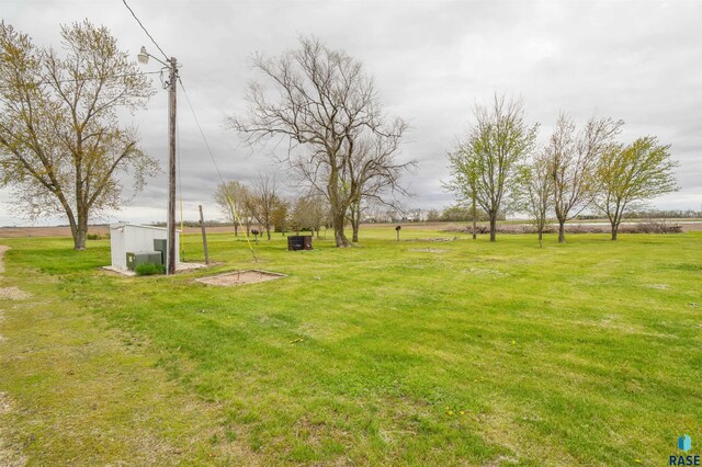 view of yard with a storage shed