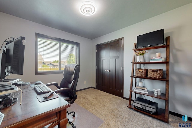 view of carpeted office