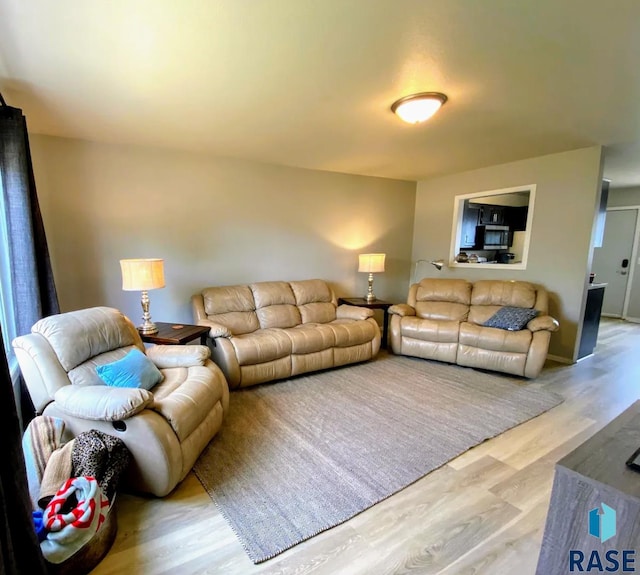 living room with light wood-type flooring