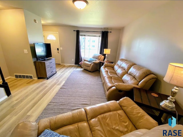 living room featuring light hardwood / wood-style floors