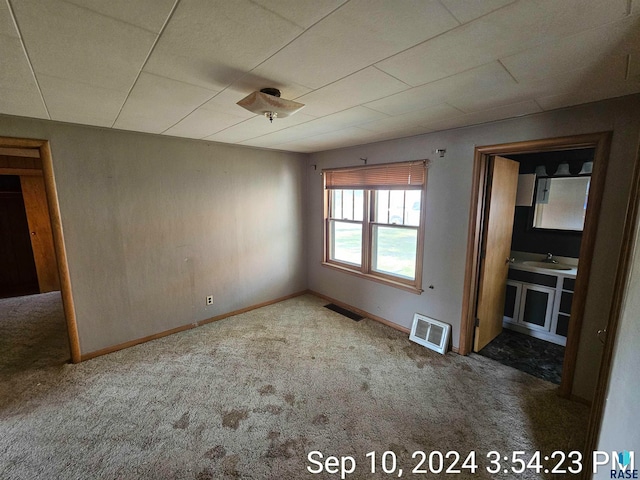 interior space featuring sink and carpet floors