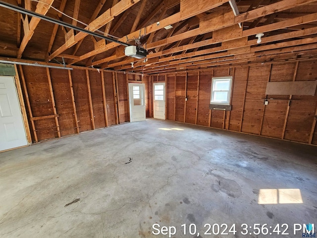 garage with a garage door opener