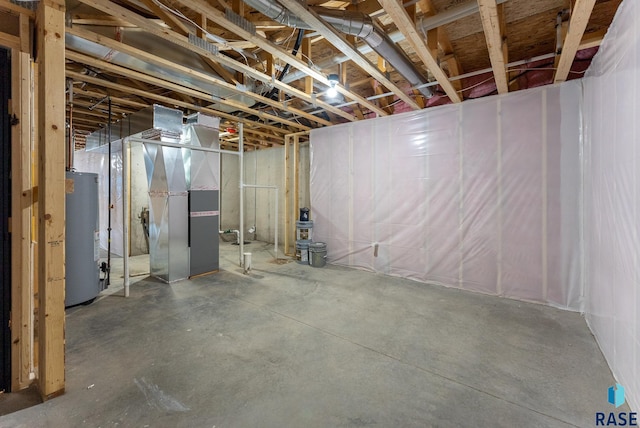 basement featuring water heater