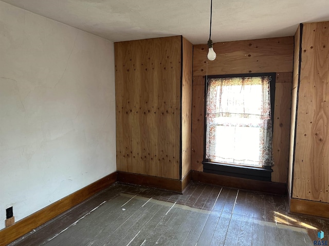 101 N Seaman St, Delmont, SD 57330 - unfurnished room with baseboards, wood finished floors, and wooden walls