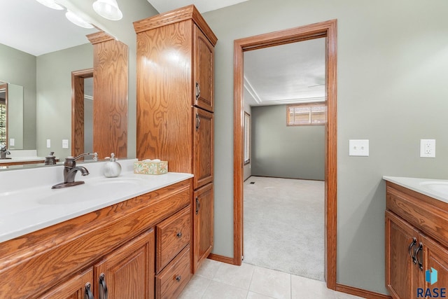 bathroom featuring vanity and tile patterned flooring