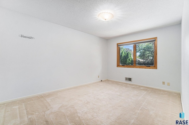 carpeted spare room featuring a textured ceiling