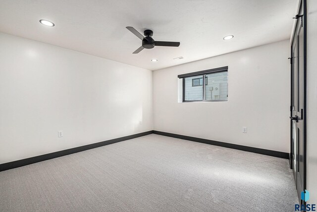 313 Red Spruce Ave, Sioux Falls, SD 57110 - empty room with light carpet, recessed lighting, baseboards, and ceiling fan