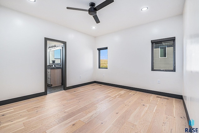 313 Red Spruce Ave, Sioux Falls, SD 57110 - empty room with recessed lighting, a ceiling fan, light wood-style floors, and baseboards