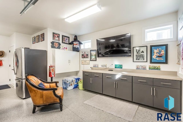 kitchen with stainless steel refrigerator