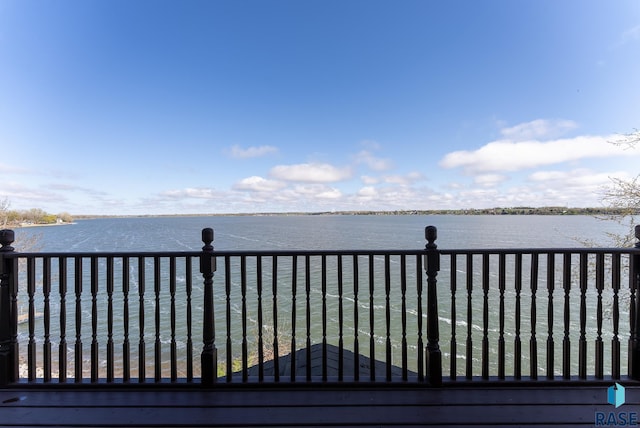 deck with a water view