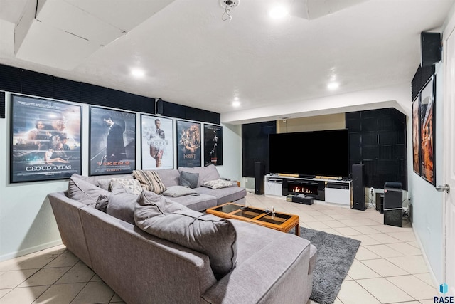 view of tiled cinema room