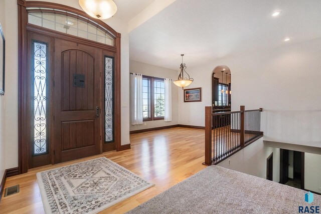 foyer featuring light wood-type flooring