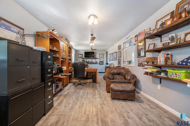 office area featuring light wood-type flooring