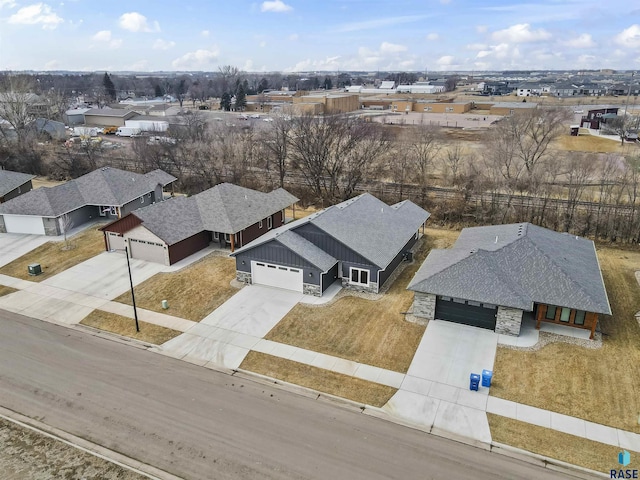 aerial view with a residential view