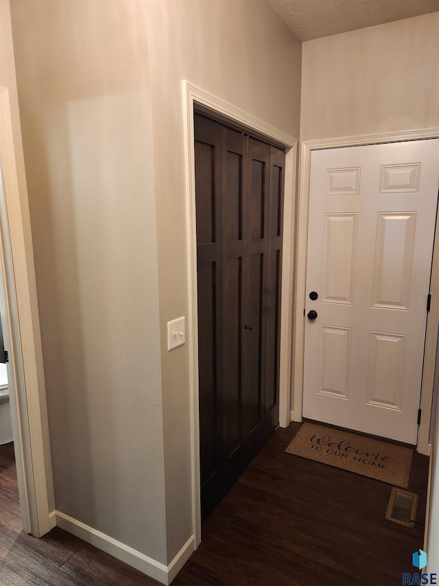 foyer entrance featuring dark hardwood / wood-style flooring