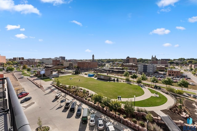 drone / aerial view with a city view