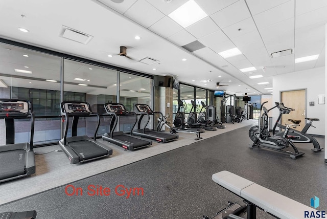 workout area with visible vents