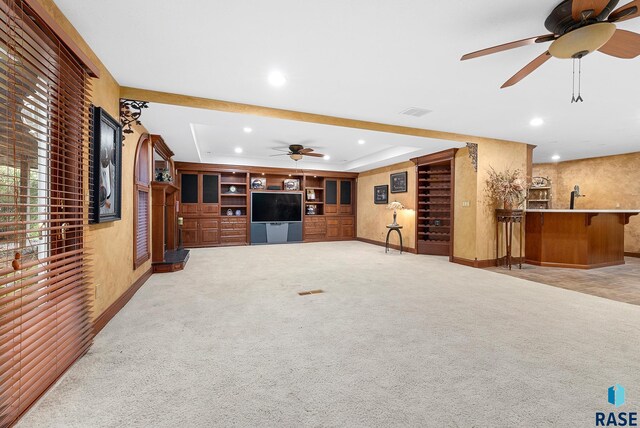 living room featuring light colored carpet