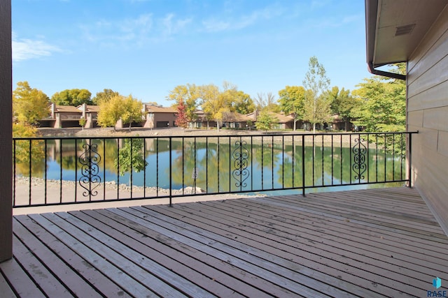 deck with a water view