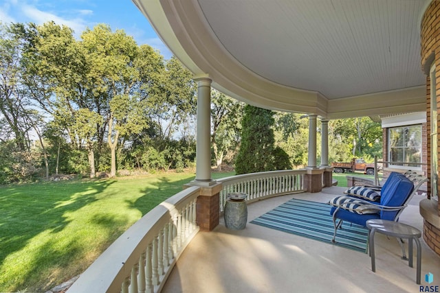 view of patio featuring a porch