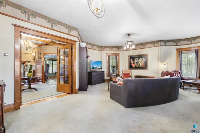 living room with carpet floors