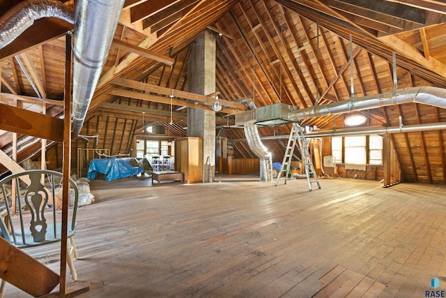 view of unfinished attic