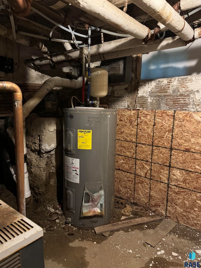 utility room with water heater