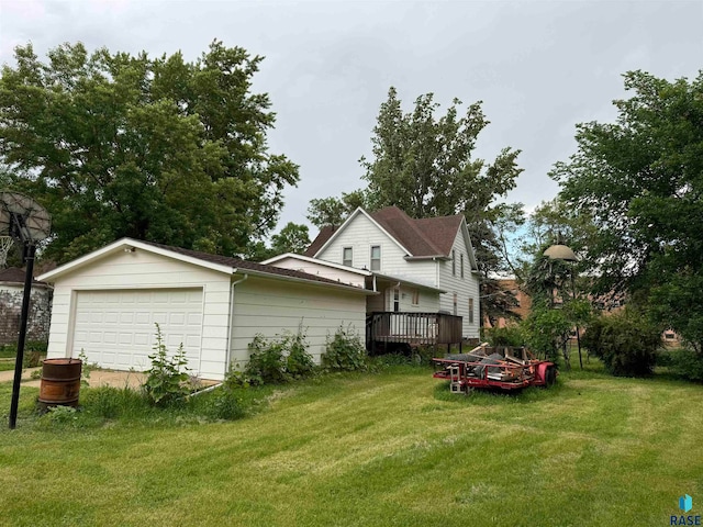 view of yard with a deck