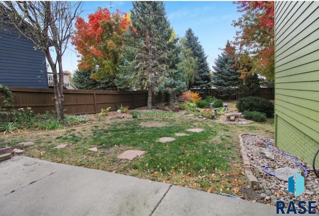 view of yard with a patio area