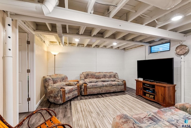 living room with hardwood / wood-style floors