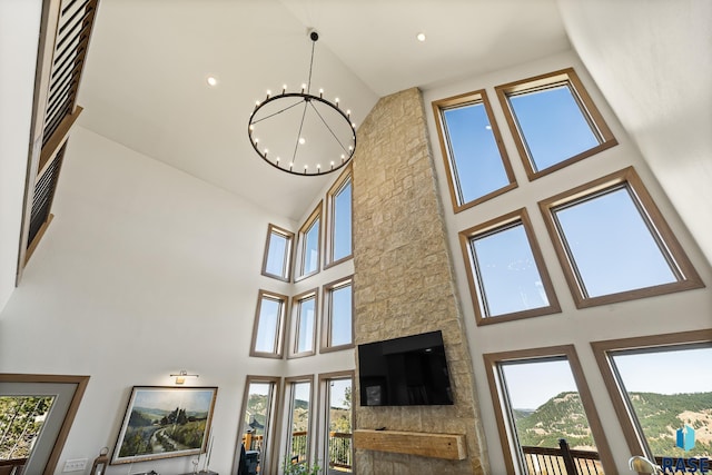 interior space with a notable chandelier