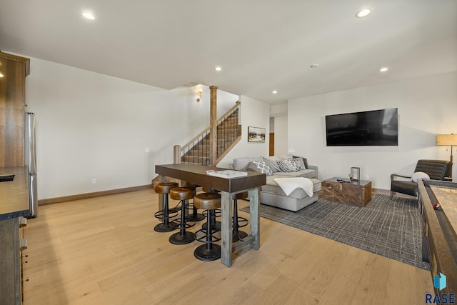 living room featuring light wood-type flooring