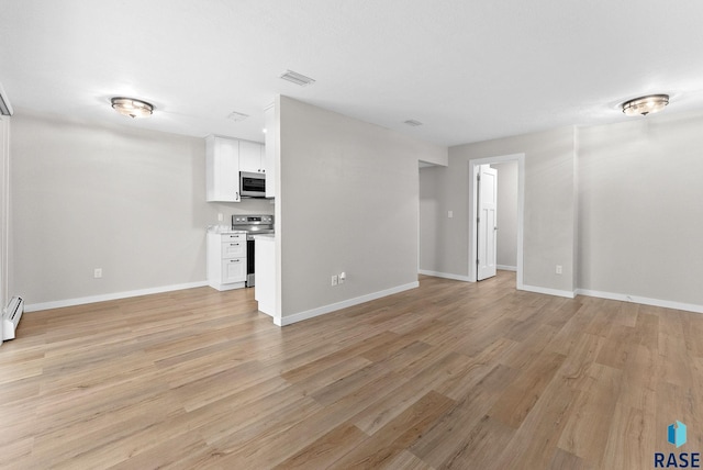 unfurnished living room featuring light hardwood / wood-style flooring