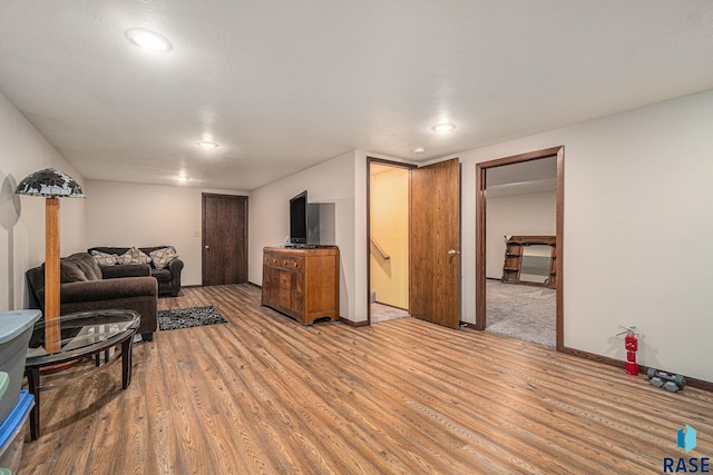 living room featuring light wood-type flooring