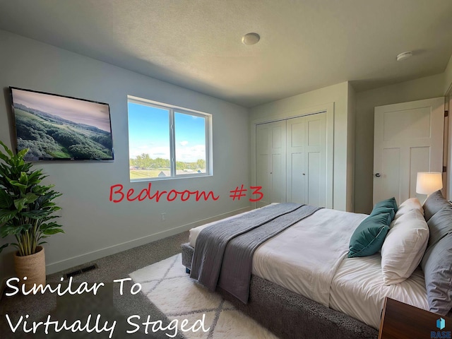 bedroom with a closet and carpet