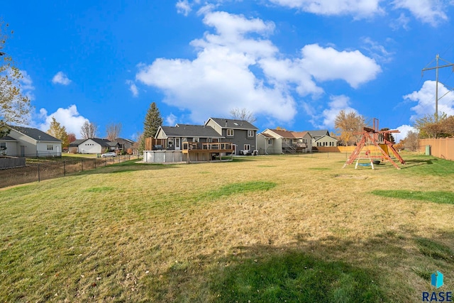 view of yard with a playground