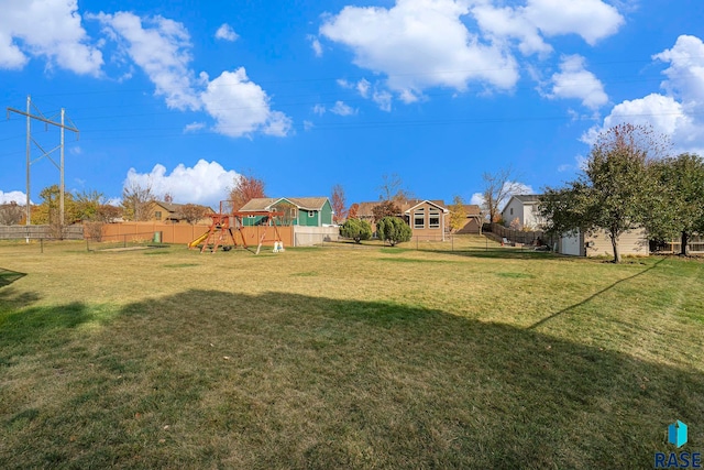 view of yard with a playground