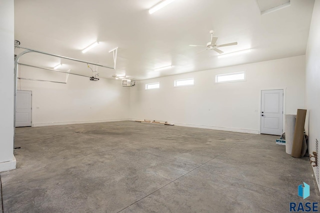 garage with ceiling fan