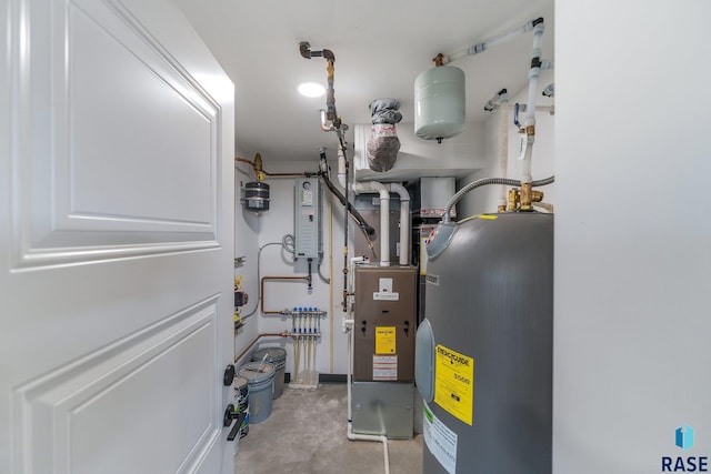 utility room with water heater and tankless water heater