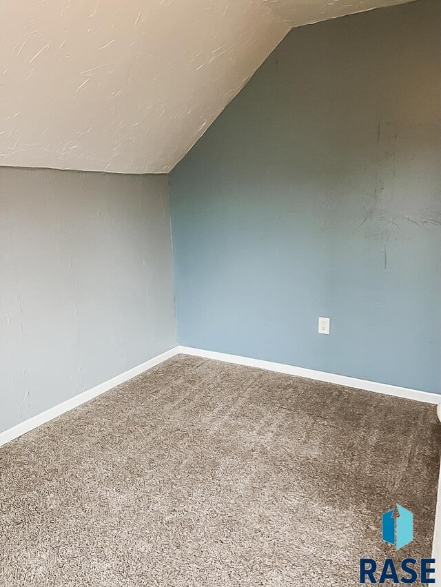 323 W Lincoln St, Luverne, MN 56156 - empty room with vaulted ceiling, carpet, and baseboards