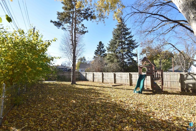 view of yard featuring a playground