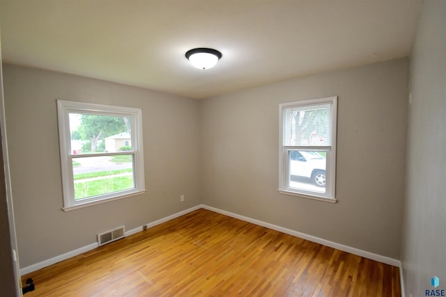 spare room with a wealth of natural light and hardwood / wood-style flooring