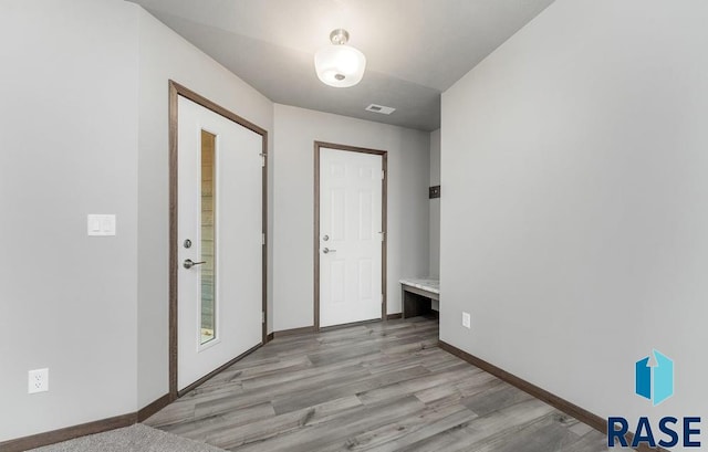 interior space with light hardwood / wood-style floors