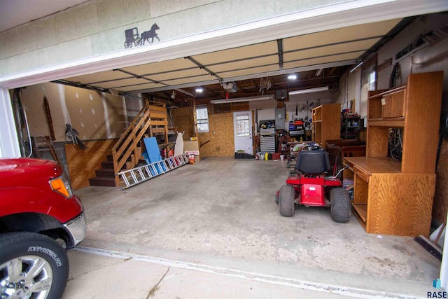 garage with a garage door opener