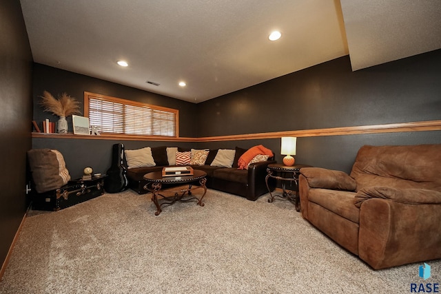 view of carpeted home theater room