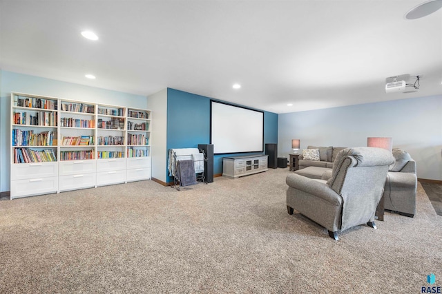 view of carpeted home theater room