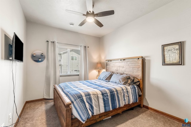 bedroom with carpet flooring and ceiling fan