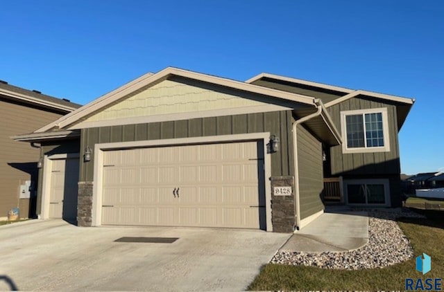 exterior space with a garage