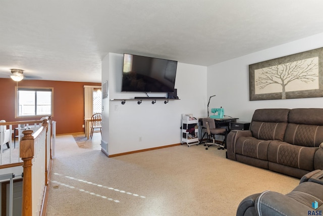 living room with light carpet